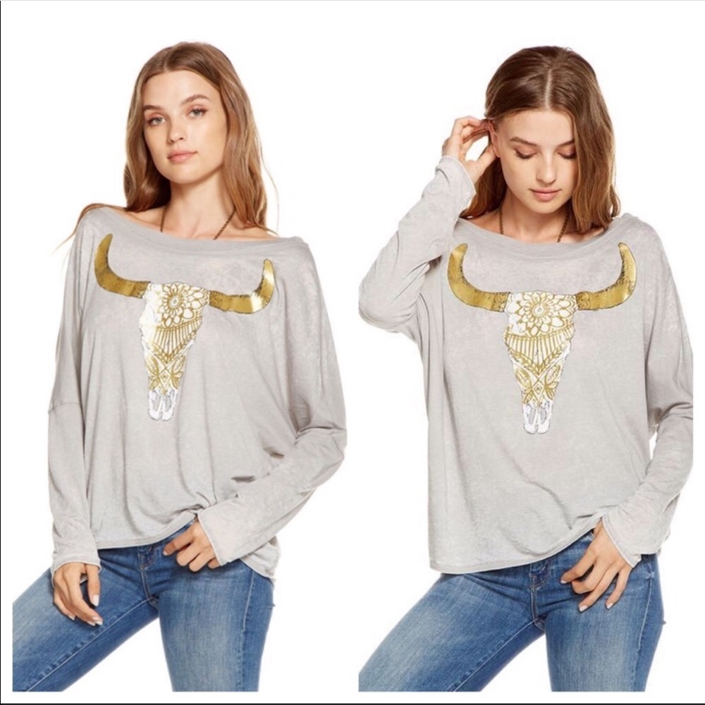 Chaser Metallic desert skull dolman tee